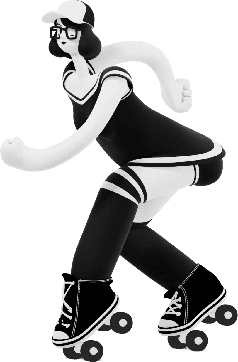 Illustration einer Frau auf Rollschuhen