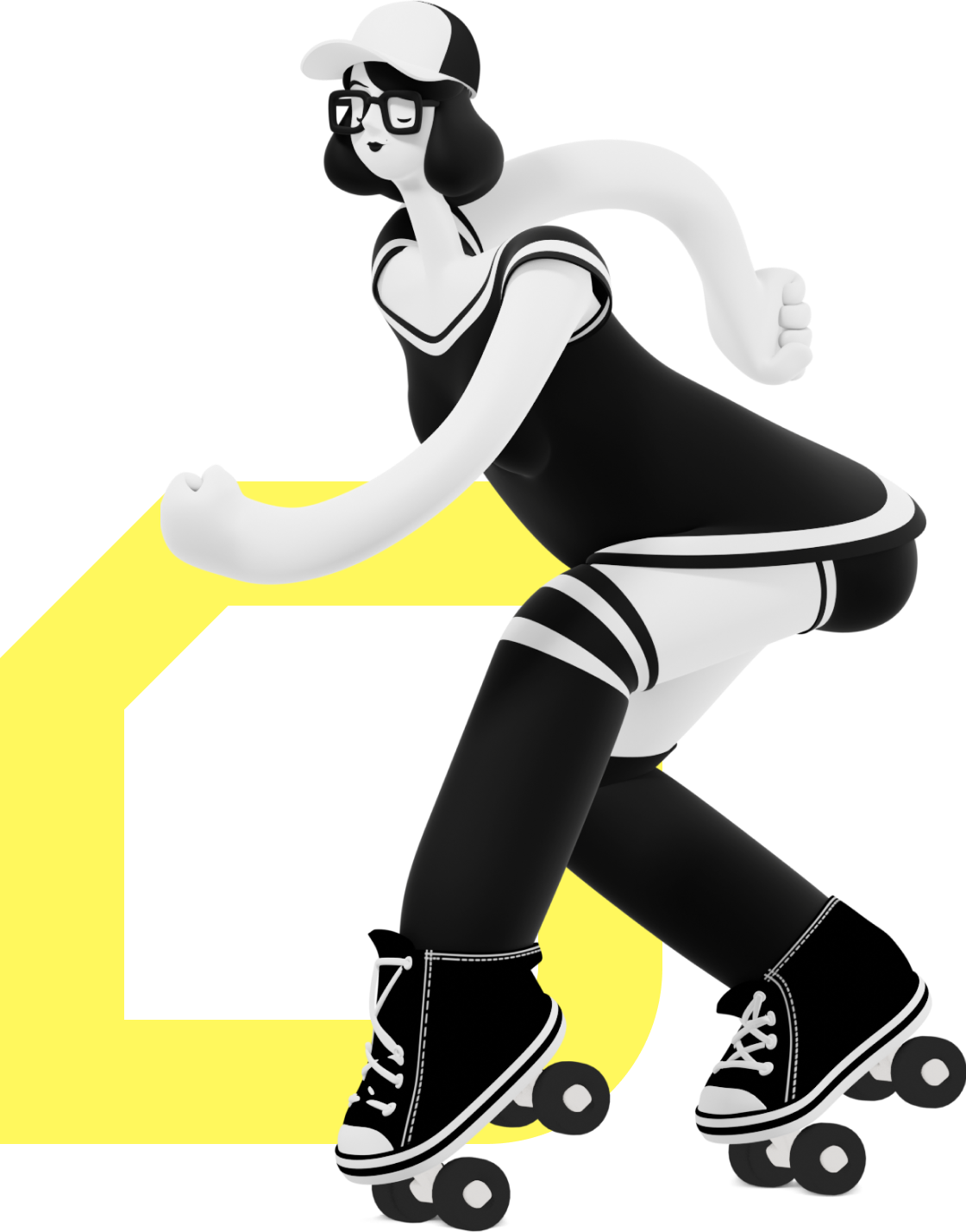 Illustration einer Frau auf Rollschuhen